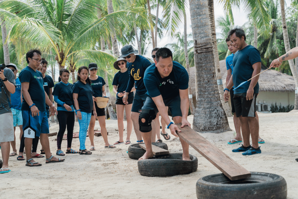 Team enjoying each other's company in team-building activity